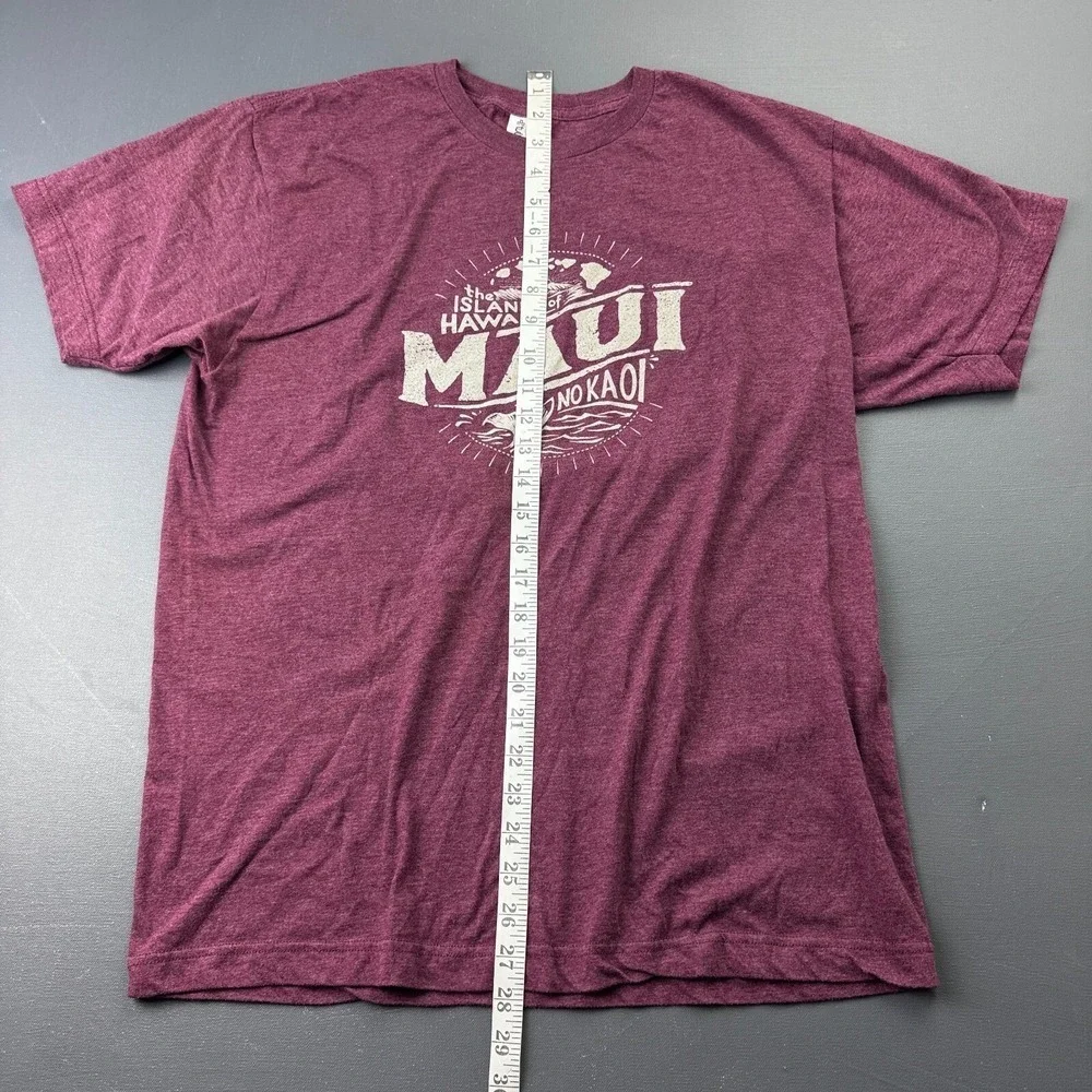 Tultex Womens Size Large Maui Hawaii Graphic T Shirt Purple Travel Souvenir Tee